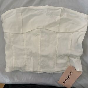 SHEIN Cream Lace-Up Corset
